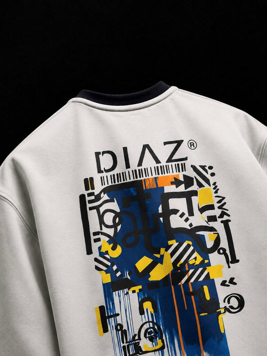 Unisex Oversized DIAZ Abstract Code Tee – White