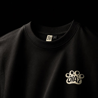Unisex Oversized DIAZ Cat & Dog Puff Tee – Black