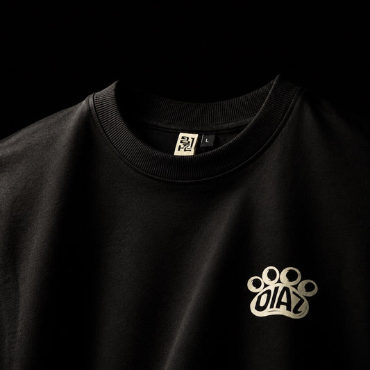 Unisex Oversized DIAZ Cat & Dog Puff Tee – Black